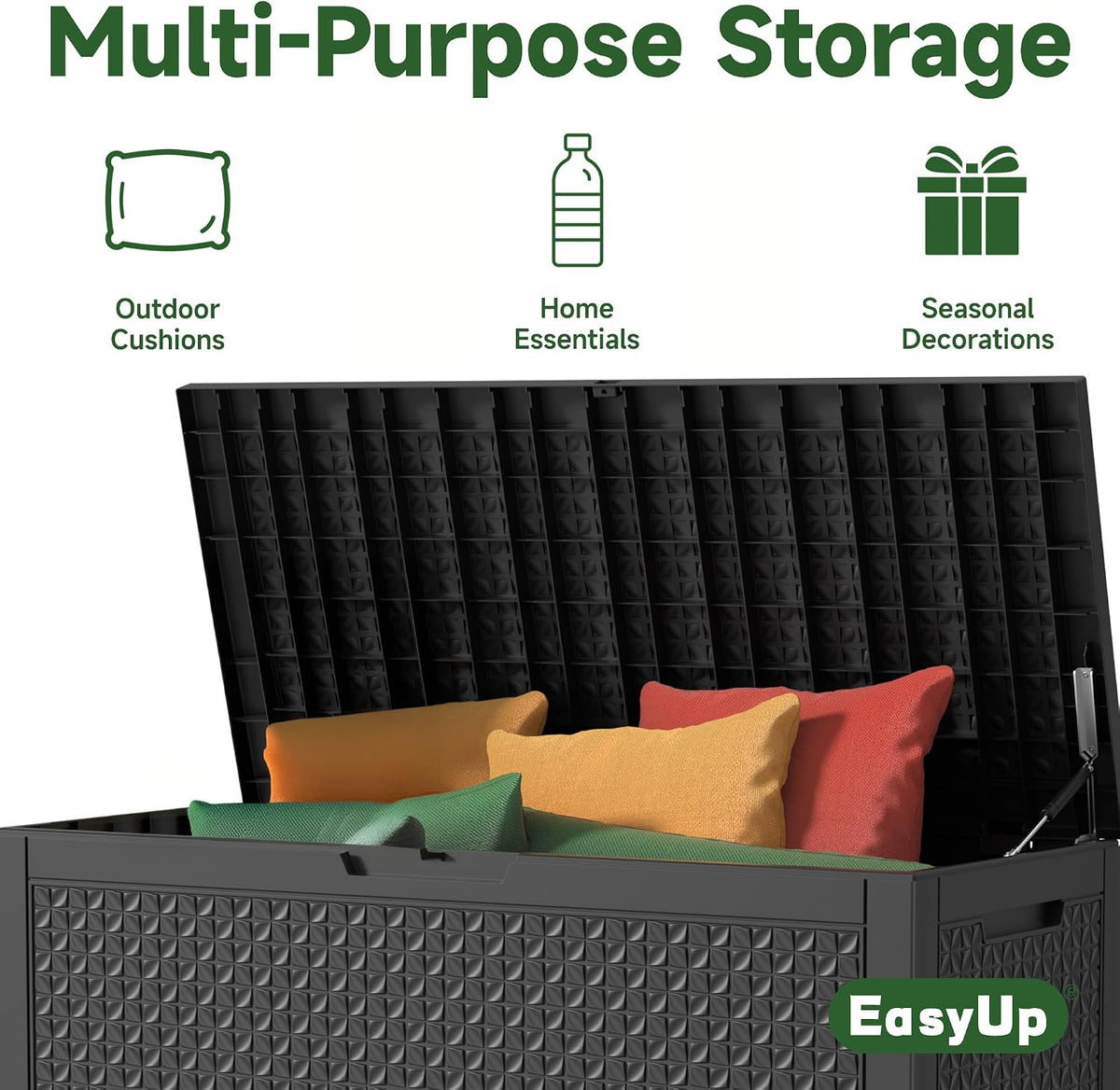 EasyUp 121 Gallon Outdoor Storage Box Waterproof, UV Resistant Resin