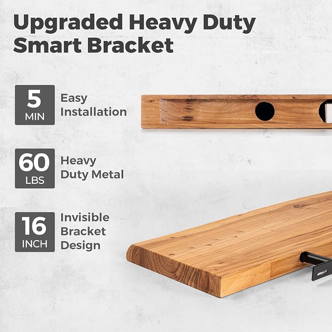 RICHFOCUS Live Edge Elm Floating Shelves - Image 5