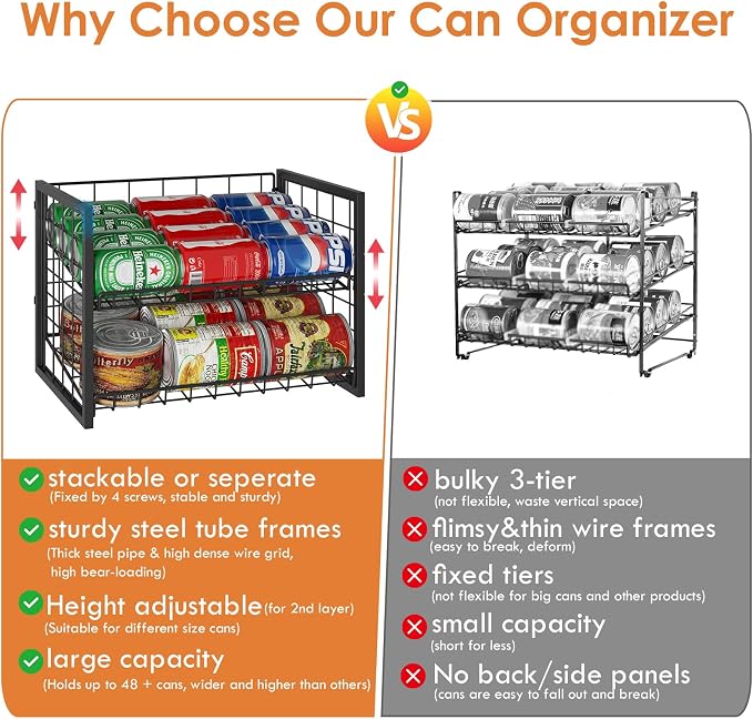 X-cosrack 2 Packs Stackable Can Rack Organizer - Image 3
