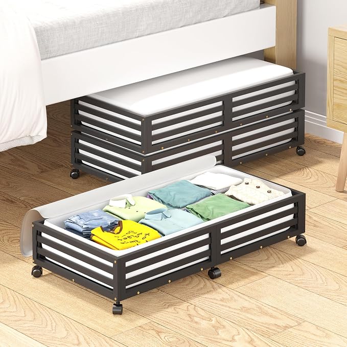 Wisuce Bamboo Under Bed Storage Containers- Underbed Organizer - Image 9