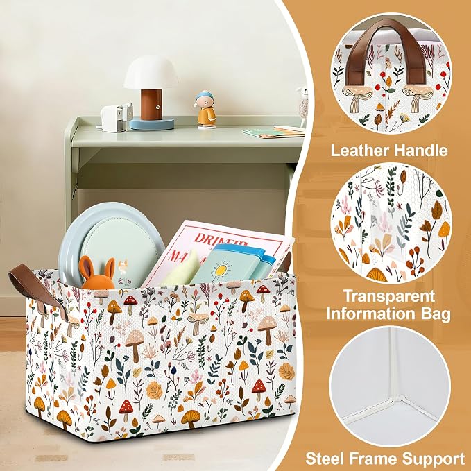 Decorative 32L Mushroom Storage Bins - Image 3