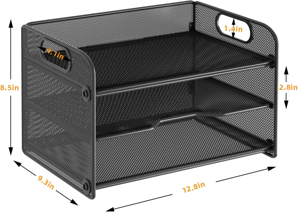 Samstar 3 Tier Letter Tray Paper Organizer with Handle, Mesh Desk