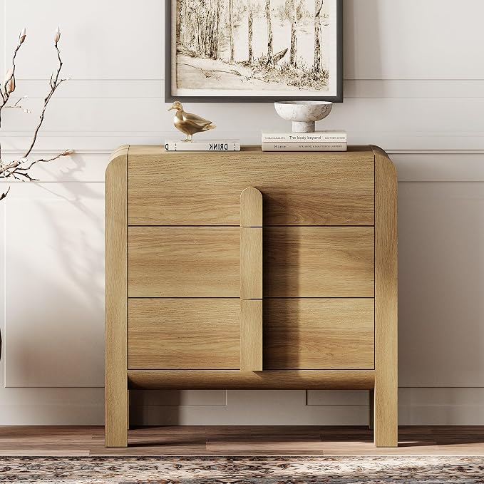 WAMPAT 3 Drawer Dresser for Bedroom, 31.5" Wide Mid Century Modern Wide Chest - Image 3