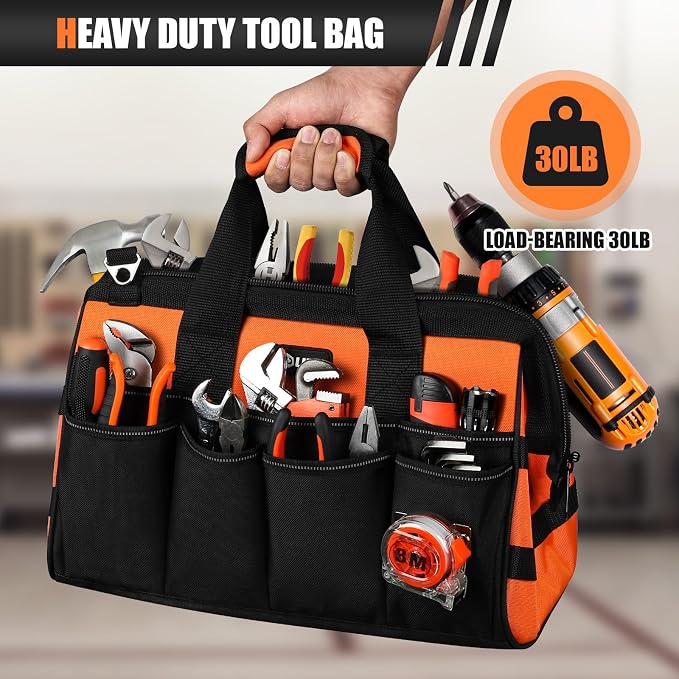 Heavy Duty Tool Bag 15-Inch, 16-Pocket Portable Soft Tool Box Organizer Storage - Image 4