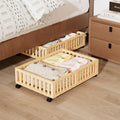 Under Bed Storage with Wheels, 2 Pcs Bamboo Drawers for Clothes and