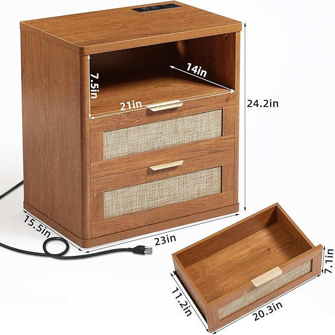 LEYAOYAO Rattan Nightstands Set of 2 - Image 3