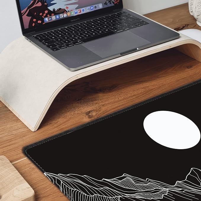 Black and White Mountain Large Mouse Pad, Gaming Keyboard Desk Pad, Extended - Image 8