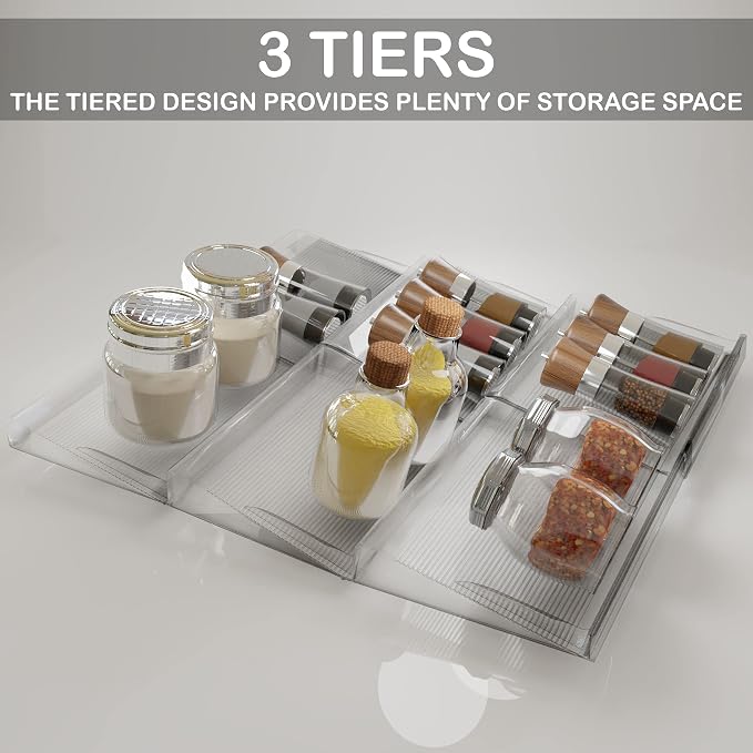 BaHoki Essentials 3 Tier Spice Rack- Kitchen Drawer Organizer - Image 3