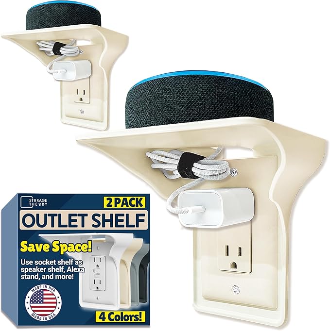 BeraTek Power Perch Wall Outlet Shelf | Declutter & Reclaim Counter Space | by StorageTheory