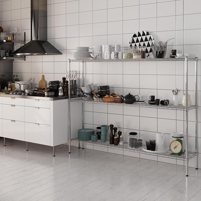 14" Deep x 72" Wide x 54" Height Wire Shelving Kit | 3-Tier | NSF Commercial - Image 2