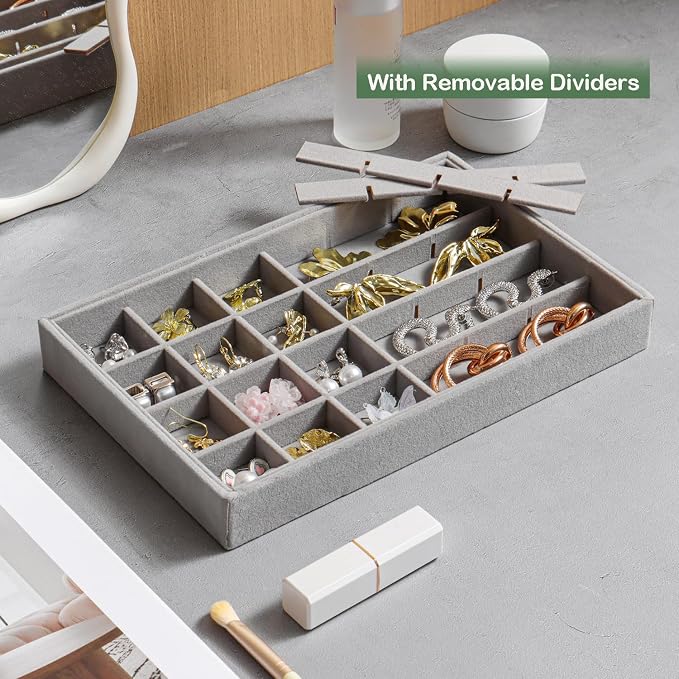 Jewelry Drawer Organizer, 4 Set of Stackable Jewelry Trays - Image 6