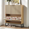 Shoe Cabinet with 2 Flip Drawers, Narrow Wood Shoe Cabinet Storage by Provideyouwithbestproduct%EF%BC%81