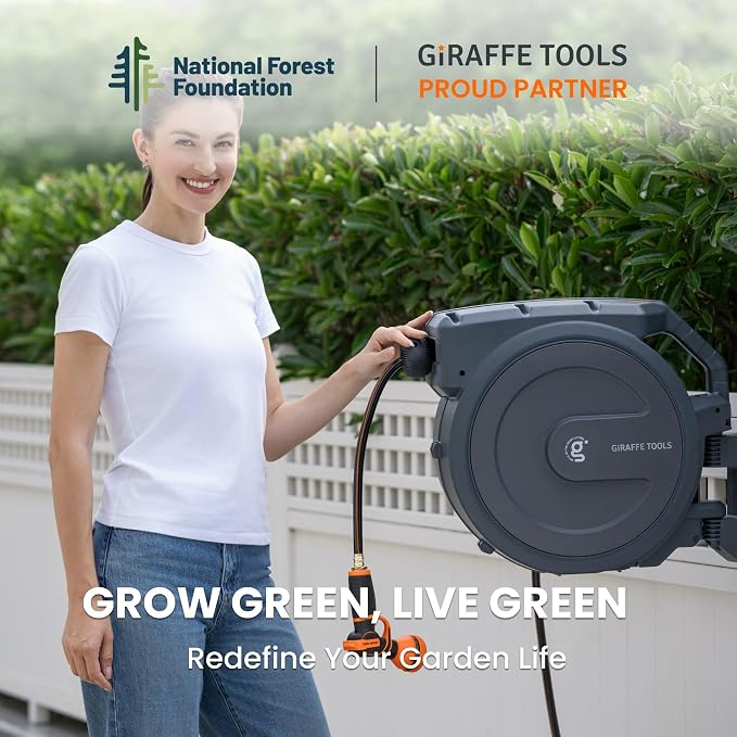 Giraffe Tools Retractable Garden Hose Reel 5/8 inch x 90 ft Hose Reels - Image 6
