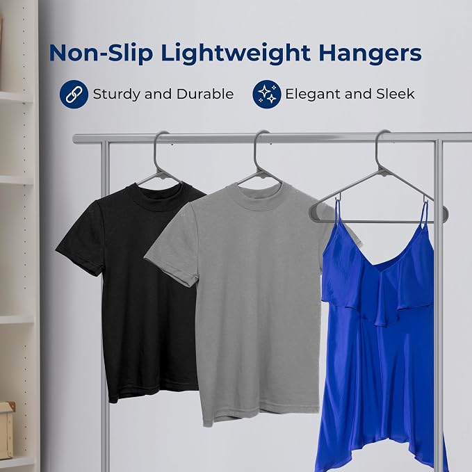 SereneLife 100 Pack Plastic Hangers, Space-Saving Closet Organizers, Durable - Image 4