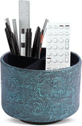 lizimandu Round Leather Art Supply Organizer, Remote Control Holder, 360 Degree by LIZIMANDU