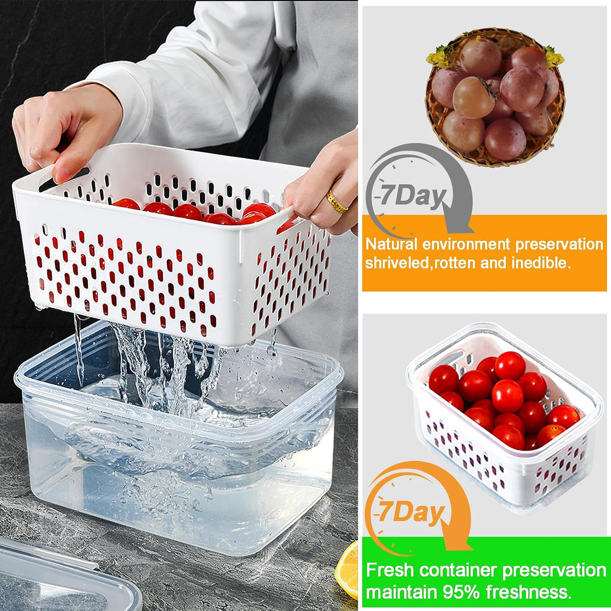 Fruit Storage Containers for Fridge with vent holes and