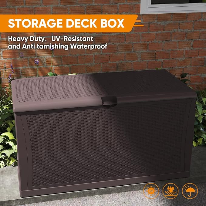 ZYJOYY 125 Gallon Resin Deck Box, Weatherproof Outdoor Storage Box - Image 7