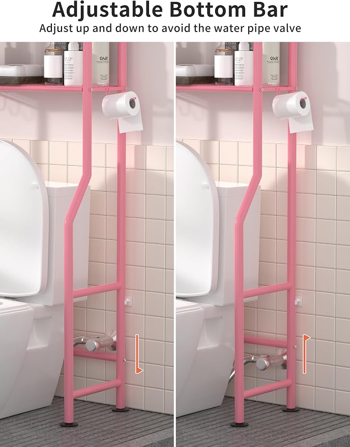 3-Tier Over The Toilet Storage, Freestanding Metal Bathroom Shelves - Image 4