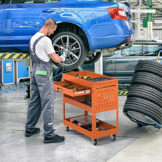 3 Tier Rolling Tool Cart on Wheels, 550 LBS Tool Cart - Image 6