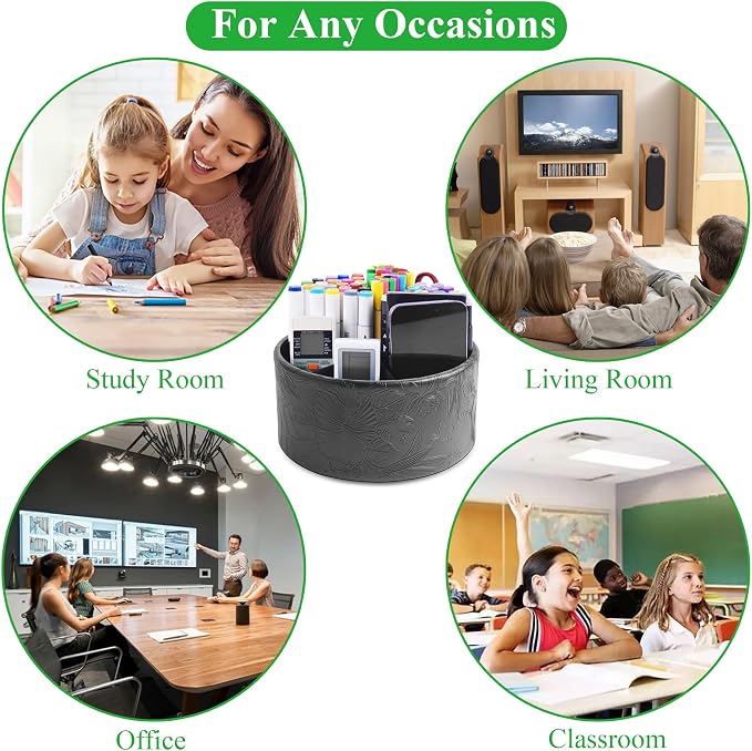 lizimandu Remote Control Holder, 360°Spinning PU Leather Desk TV Remote Caddy - Image 8