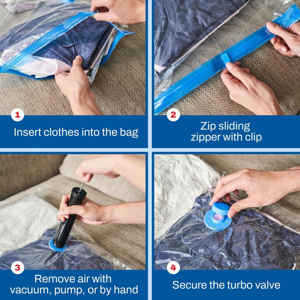 Spacesaver Vacuum Storage Bags with Hand Pump, Large, 6 Pack