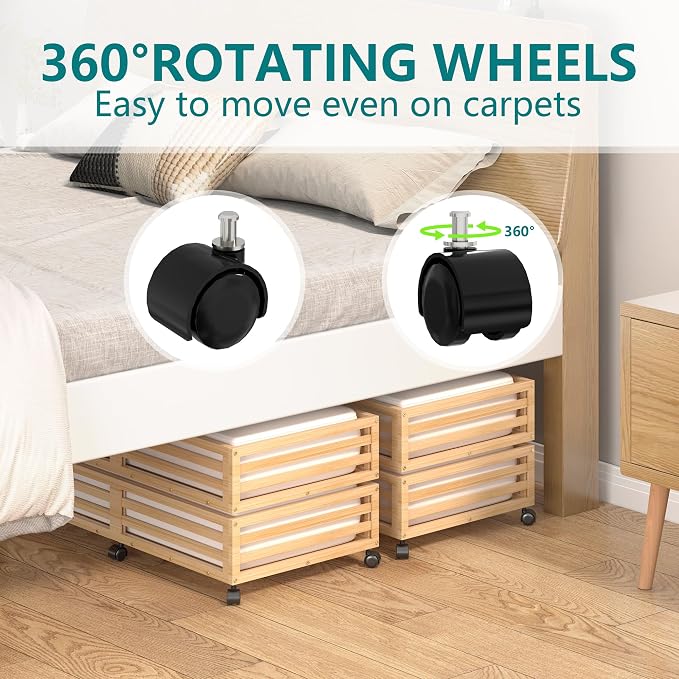 Bamboo Under Bed Storage Containers- Underbed Organizer - Image 7