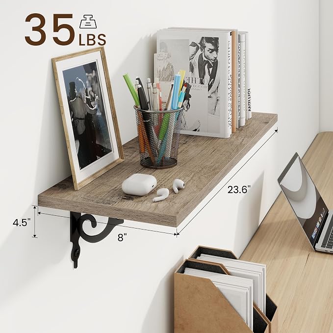 RICHFOCUS Floating Shelves for Wall Decor, 24Inch Shelves Set of 2, 24W x 8D - Image 3