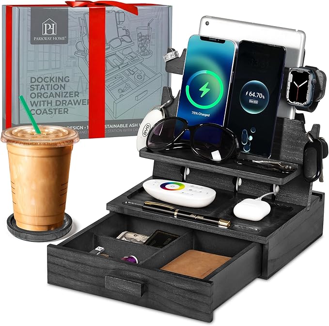 Black Wood Phone Docking Station by ParkwayHome