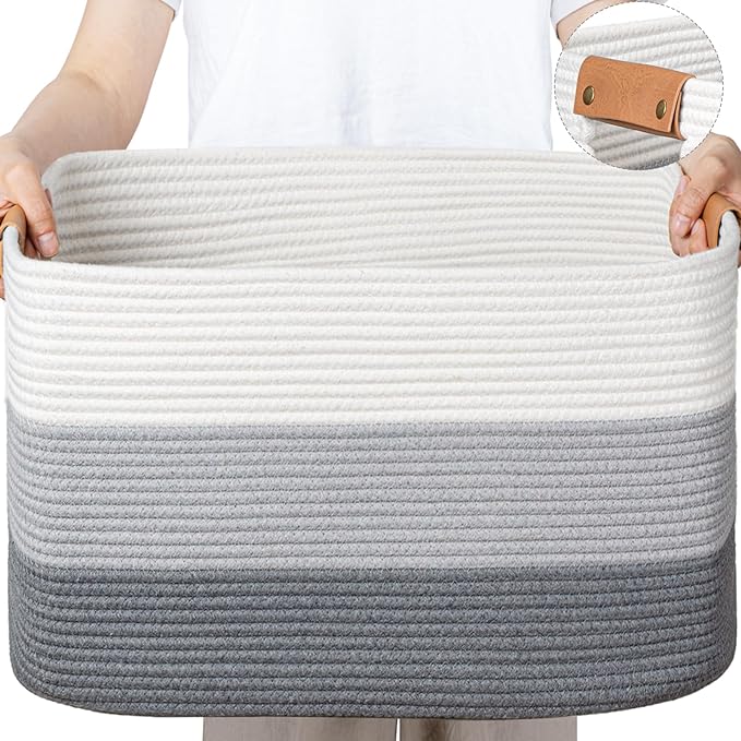 danpinera Large Woven Basket 25’’*16’’*16’’ 108L Woven Baskets by danpinera