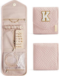 BAGSMART Travel Jewelry Organizer Case K Initial Foldable Jewelry Roll by BAGSMART
