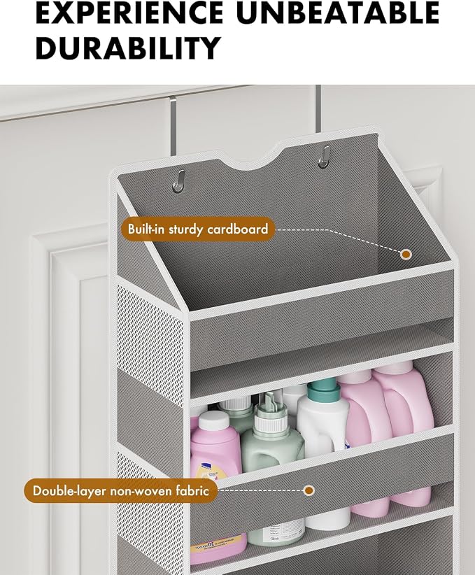 Over The Door Organizer with 6 Large Clear Pockets 12 Mesh Side Pockets - 50LB - Image 3