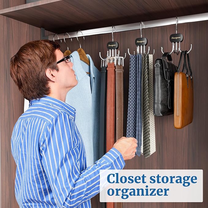 Belt Hanger, Belt Organizer for Closet, Rotatable Tie Rack, Belt Holder - Image 5