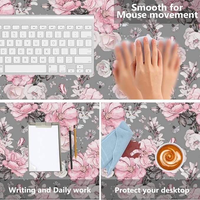 Desk Mat, Flower Rose Gaming Mouse Pad, XXL Extended Mouse Pad Mat - Image 4