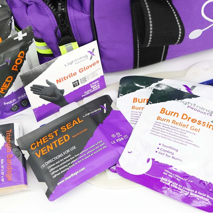 Lightning X Custom Embroidered Trauma Kit & Large EMT Bag w/ 250+ First Aid - Image 6