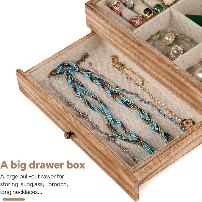 Meangood Jewelry Box Organizer for Women, 2 Layer Large Jewelry Storage Case - Image 5