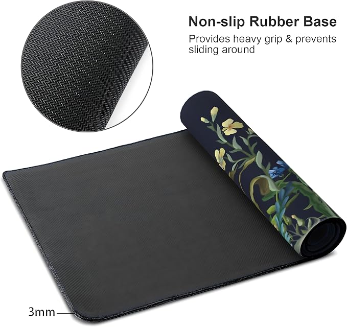 Weeds Flowers Large Mouse Pad, Gaming Keyboard Desk Pad, Extended Mouse Mat - Image 4