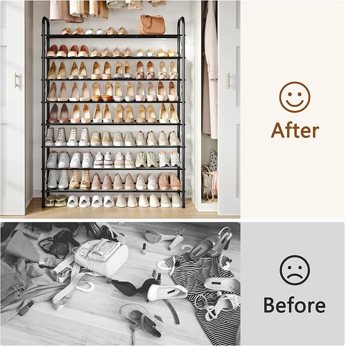 Hoctieon 8 Tier Shoe Rack for Closet, Durable Mesh Style Shoe Rack, Entryway - Image 9