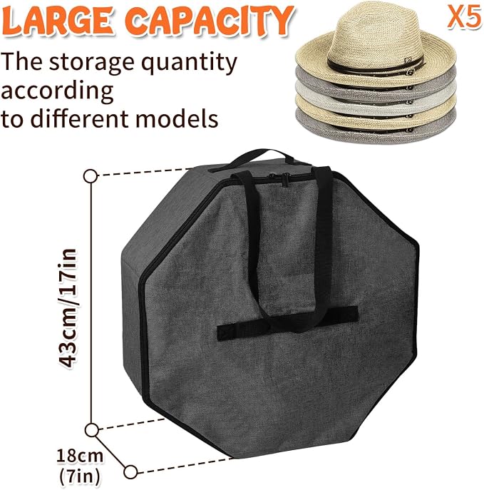 Boczif Hat Storage Box for Women and Men, Hat Storage bag for Travel Collapsible - Image 6