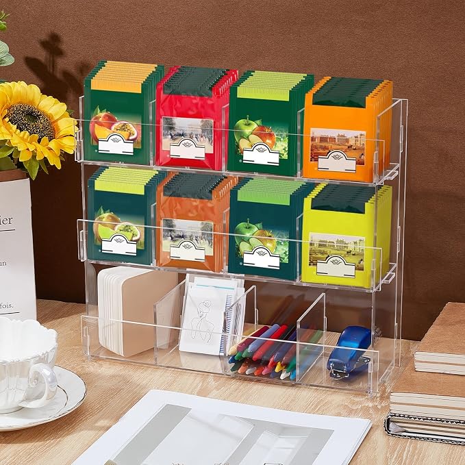 Acrylic Tea Bag Organizer 3 Tier Clear Tea Bag Holder & Storage Rack Display - Image 4