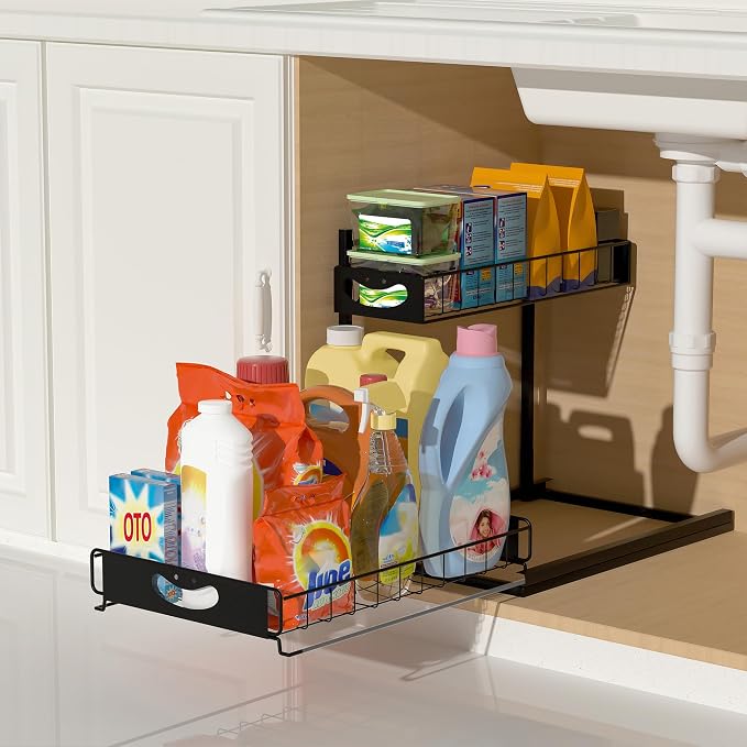 Under Sink Organizer with Pull-Out Drawers, Kitchen Sink Organizer, 2 Tier - Image 3