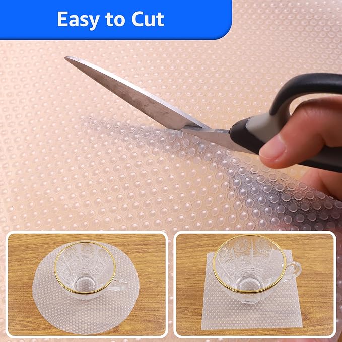 PABUSIOR Clear Cabinet Shelf Liner: Waterproof Bathroom Drawer Mat 17.7 x 96 - Image 7