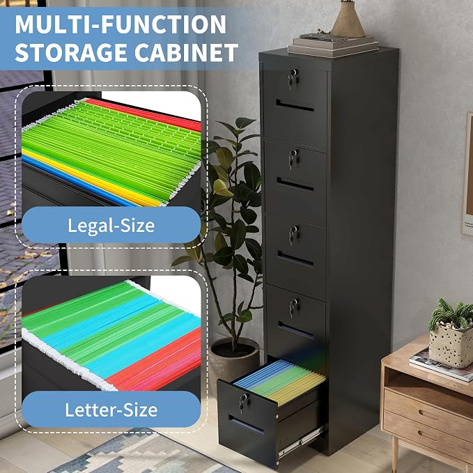 5 Drawer File Cabinet with 5 Locks, Metal Filing Cabinet Heavy Duty Vertical - Image 5