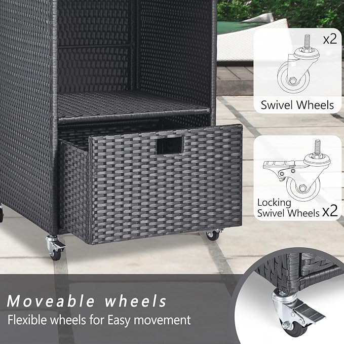 Outdoor Towel Rack for Pool Outdoor Pool Towel Storage Cabinet - Image 9