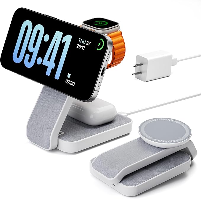 3 in 1 Foldable Wireless Travel Charging Station by eazpower