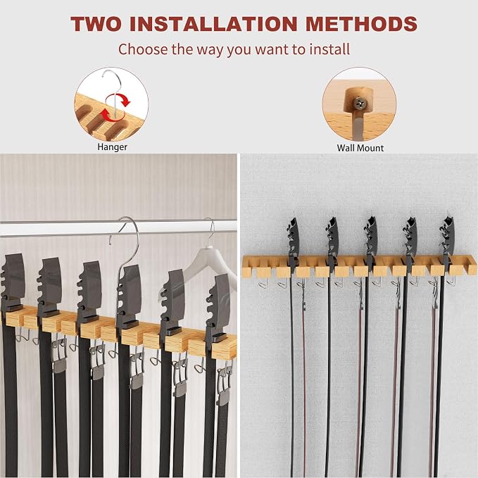 Belt Hanger for Closet Max 42 Belts, 2-in-1 Wall Mount Belt Organizer - Image 4