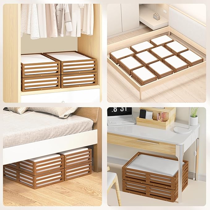 Wisuce Bamboo Under Bed Storage Containers- Underbed Organizer - Image 5