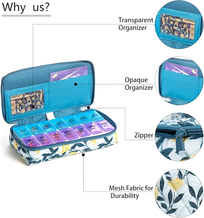 Weekly Pill Organizer 2 Times a Day, 7 Day am pm Pill Organizer, Large Daily - Image 7