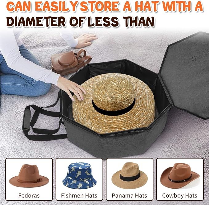 Boczif Hat Storage Box for Women and Men, Hat Storage bag for Travel Collapsible - Image 2