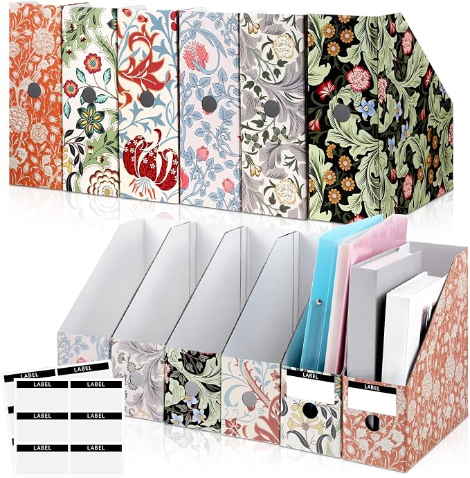 PerKoop 6 Pcs Magazine File Holder Foldable Decorative Cardboard File Folders 6 by PerKoop