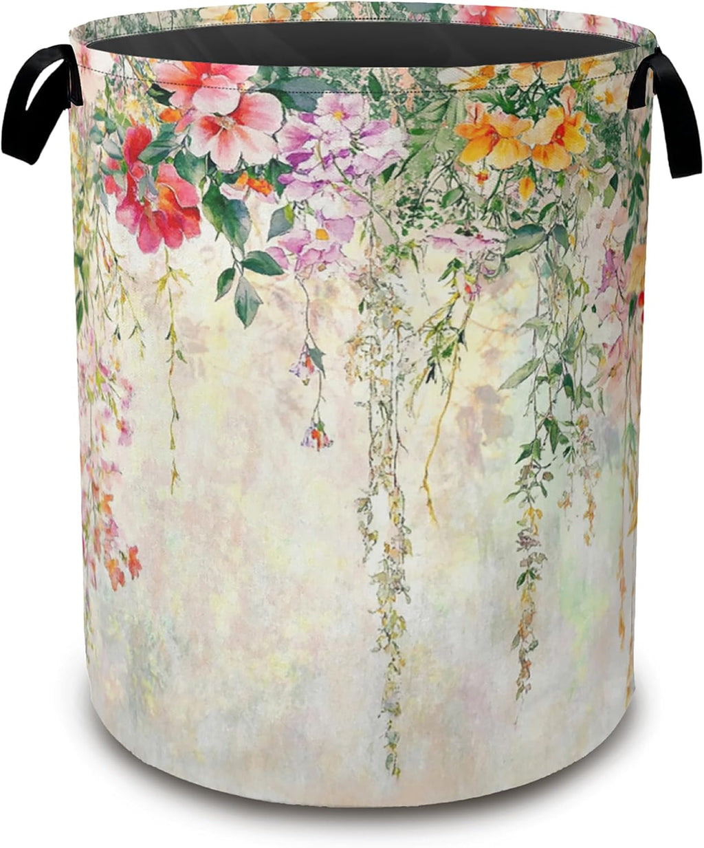 Abstract Colorful Flowers Laundry Basket,Watercolor Painting